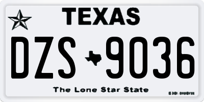 TX license plate DZS9036