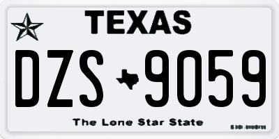 TX license plate DZS9059