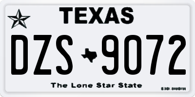 TX license plate DZS9072