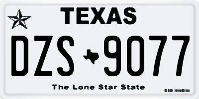 TX license plate DZS9077