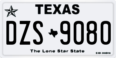 TX license plate DZS9080
