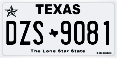 TX license plate DZS9081