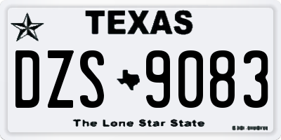 TX license plate DZS9083