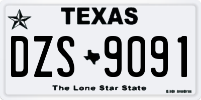 TX license plate DZS9091