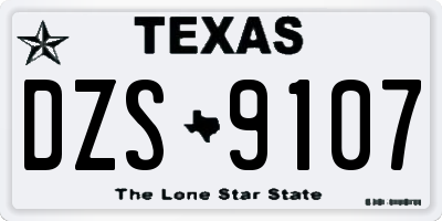 TX license plate DZS9107