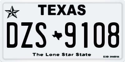 TX license plate DZS9108