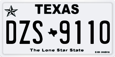 TX license plate DZS9110
