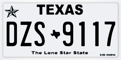 TX license plate DZS9117