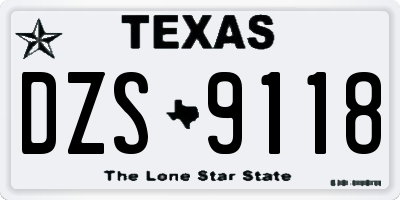 TX license plate DZS9118