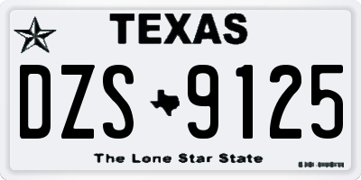 TX license plate DZS9125