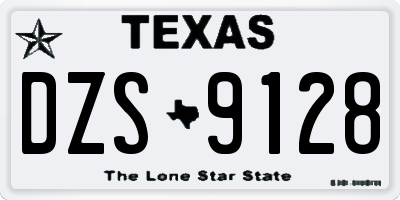 TX license plate DZS9128