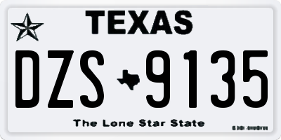 TX license plate DZS9135