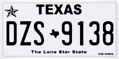 TX license plate DZS9138