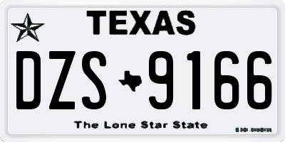TX license plate DZS9166