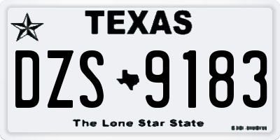 TX license plate DZS9183