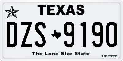 TX license plate DZS9190