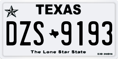 TX license plate DZS9193