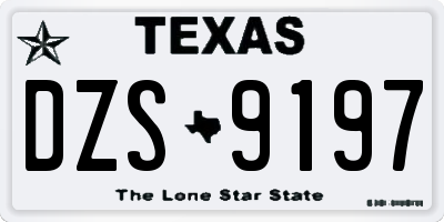 TX license plate DZS9197