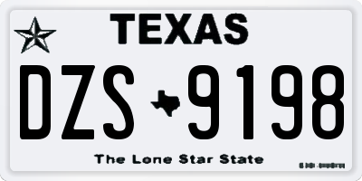 TX license plate DZS9198