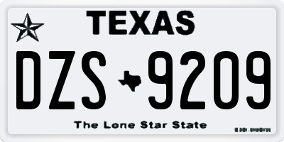 TX license plate DZS9209