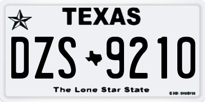 TX license plate DZS9210