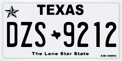 TX license plate DZS9212