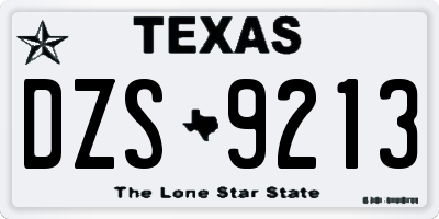 TX license plate DZS9213