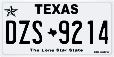 TX license plate DZS9214