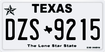 TX license plate DZS9215