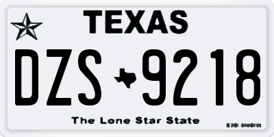 TX license plate DZS9218