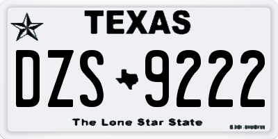 TX license plate DZS9222