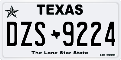 TX license plate DZS9224