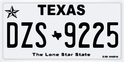 TX license plate DZS9225