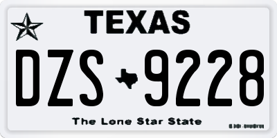 TX license plate DZS9228