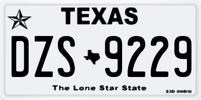 TX license plate DZS9229