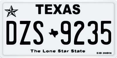 TX license plate DZS9235