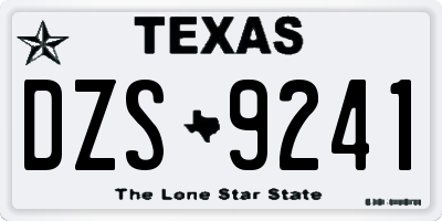 TX license plate DZS9241