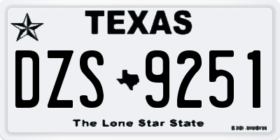 TX license plate DZS9251