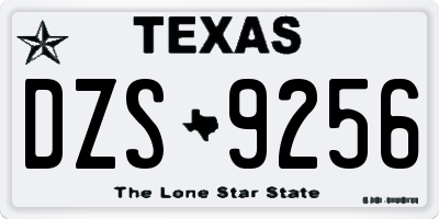 TX license plate DZS9256