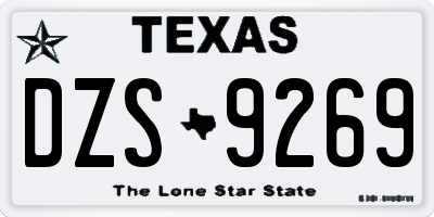 TX license plate DZS9269