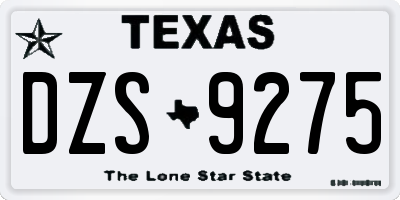 TX license plate DZS9275