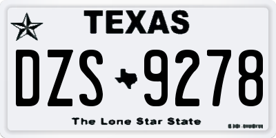 TX license plate DZS9278