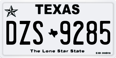 TX license plate DZS9285