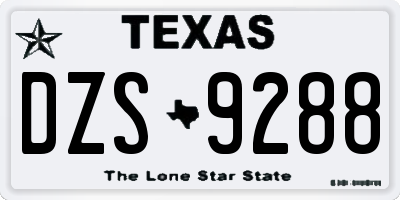 TX license plate DZS9288