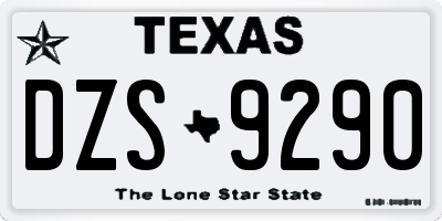 TX license plate DZS9290