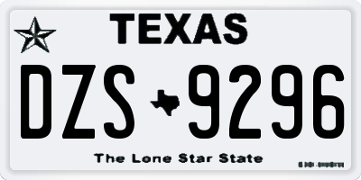 TX license plate DZS9296