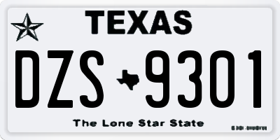 TX license plate DZS9301