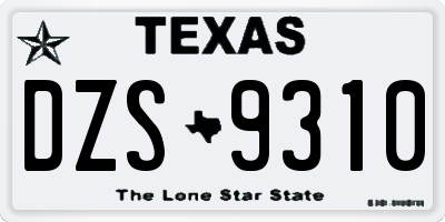 TX license plate DZS9310