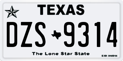 TX license plate DZS9314