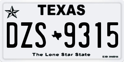 TX license plate DZS9315